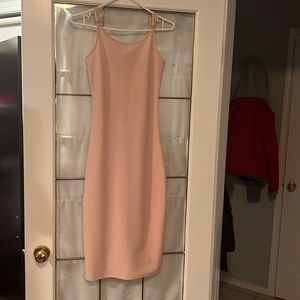Long simple pink dress.